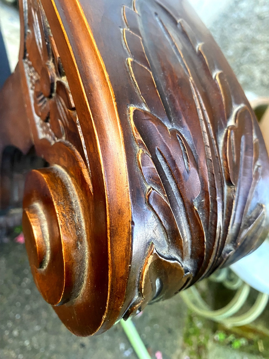 Decorative Large Spanish Throne, Carved Cherry, Beautiful Cordoba Leather Struck Tower And Lion (50)-photo-2
