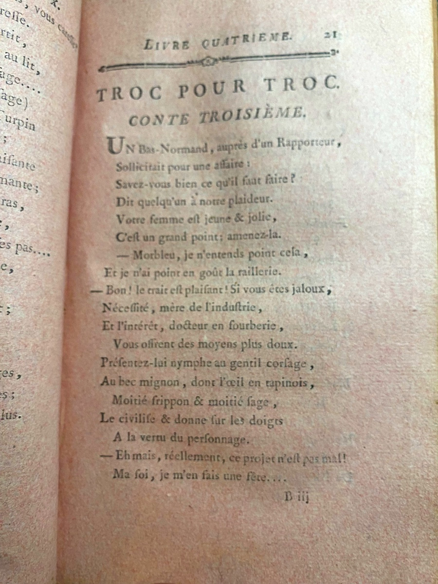 Fort Vol.in8 . Trois Tomes "le Petit Neveu De Boccace" Imprimé Sur Papier Rose . Nouv. Ed. 1787-photo-6