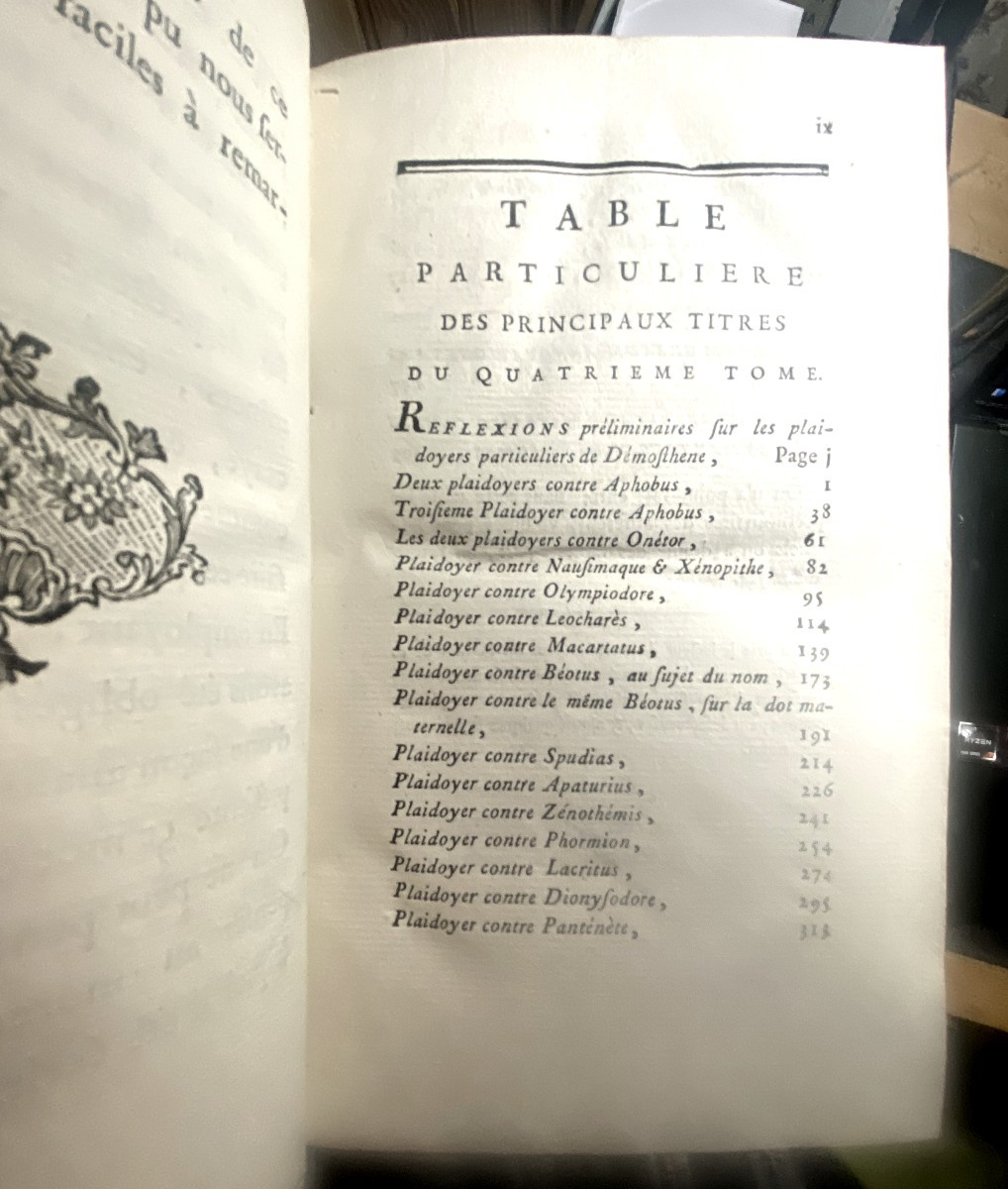 5 Vol.  In 8 :" Oeuvres Complètes De Démosthène Et F'eschine" Traduites En Français. Paris 1777-photo-7