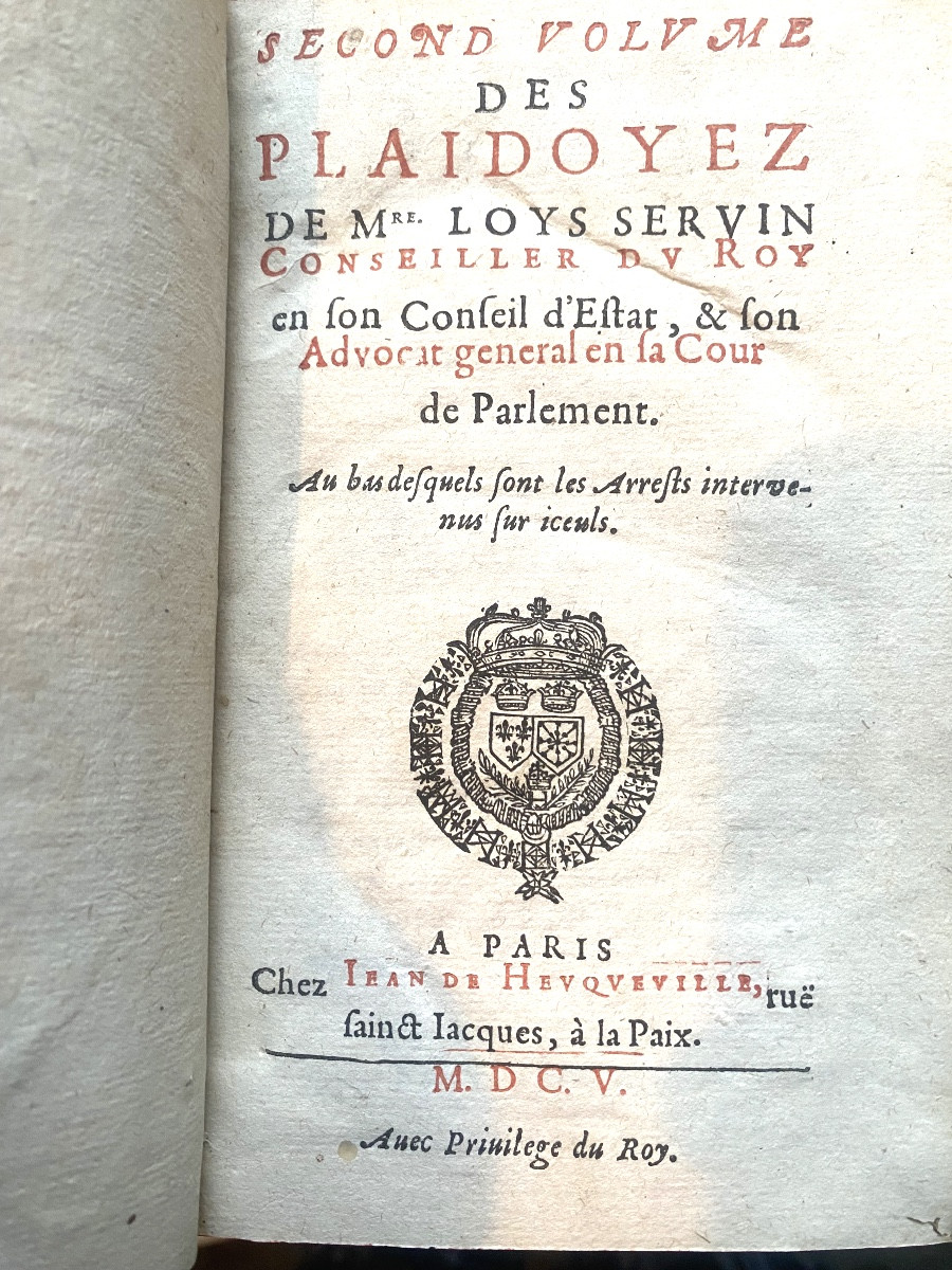 Rare bel ensemble de Plaidoyers du Règne de Henri IV en trois forts volumes de Loys Servin 1604-photo-5