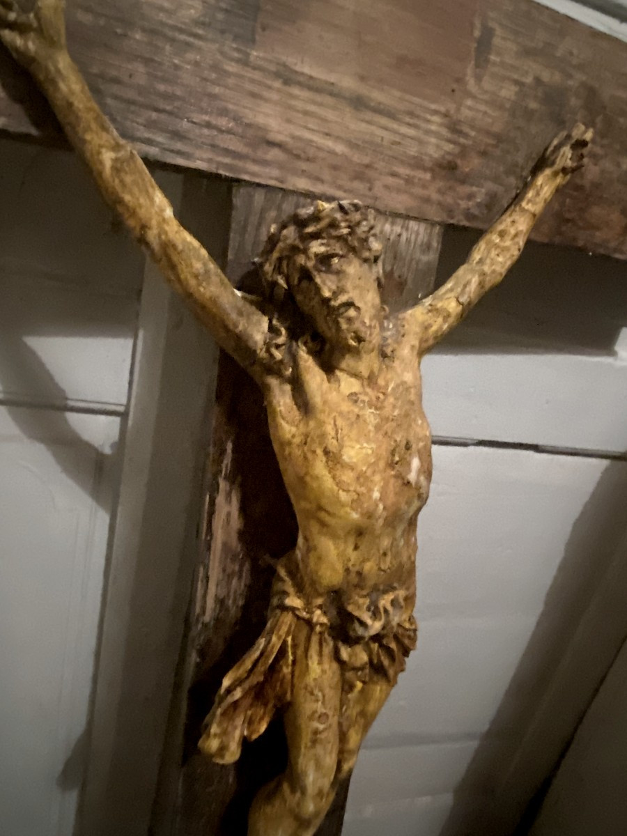 Large Jansenist Christ From A Religious Community Of Puy En Velay In Stucco Around 1700-photo-1