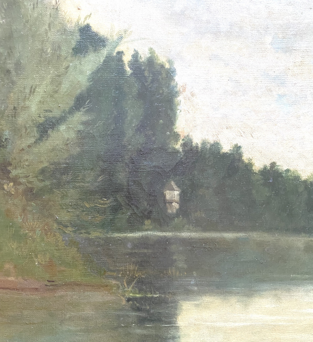 "Bords de Seine dans la Région de Rouen" huile /toile Impressionniste signée Albert Lebourg .77-photo-7