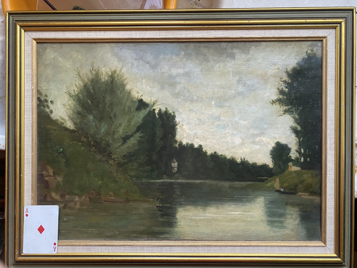 "Bords de Seine dans la Région de Rouen" huile /toile Impressionniste signée Albert Lebourg .77