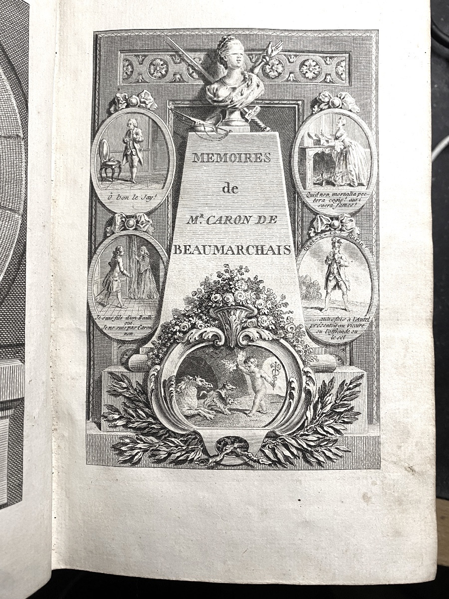  Célèbres Mémoires de Mr Caron de Beaumarchais , belle édition en 2 Vol. In8 plein veau de 1775-photo-3