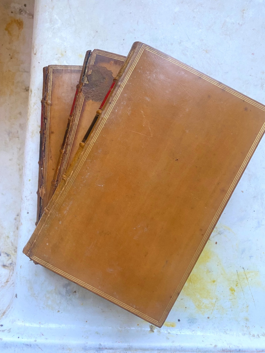 Le compère Matthieu ou les Bigarrures de l'Esprit Humain , 3 Vol. veau blond glacé Londres 1777-photo-2