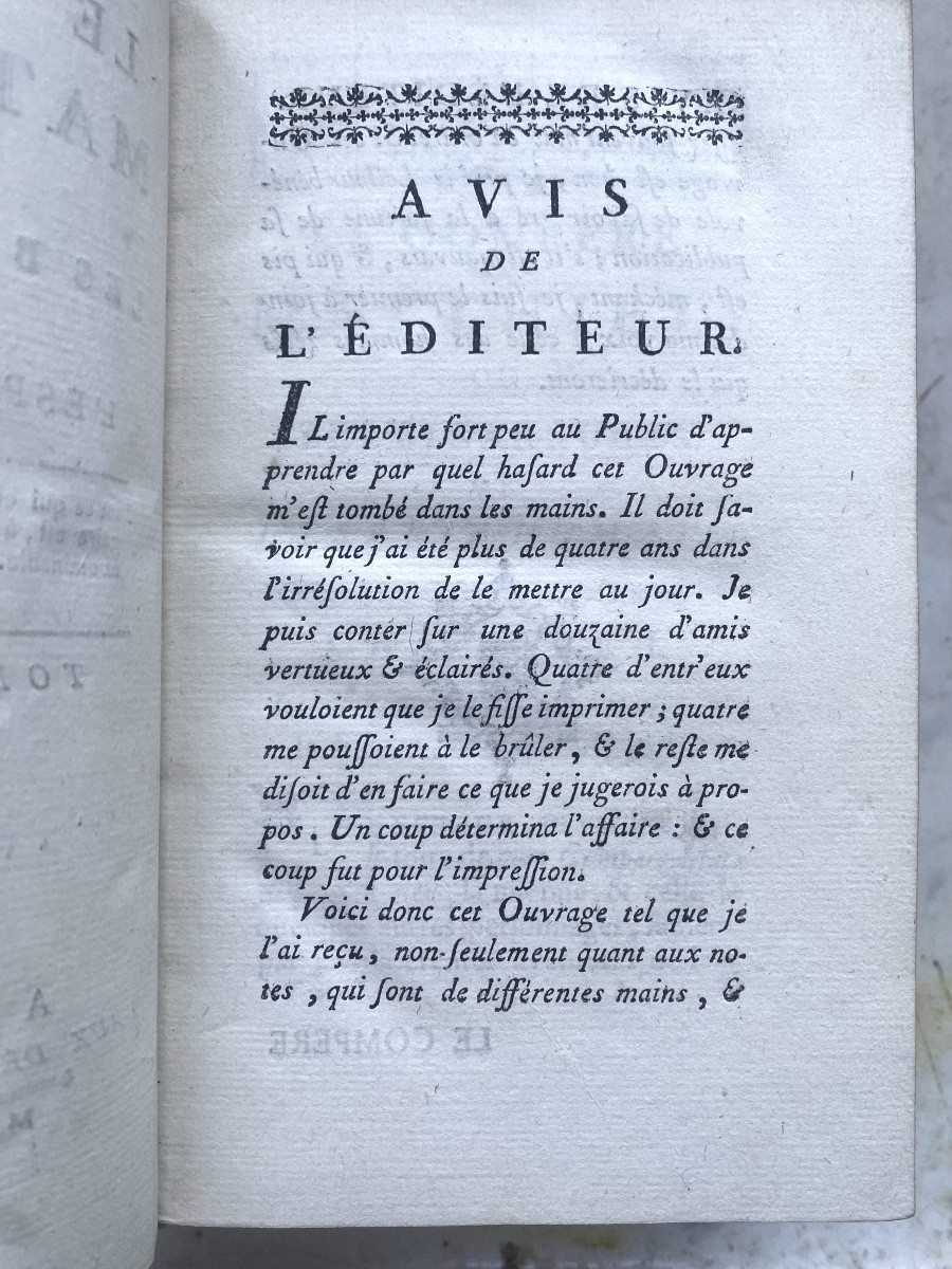 Le compère Matthieu ou les Bigarrures de l'Esprit Humain , 3 Vol. veau blond glacé Londres 1777-photo-1