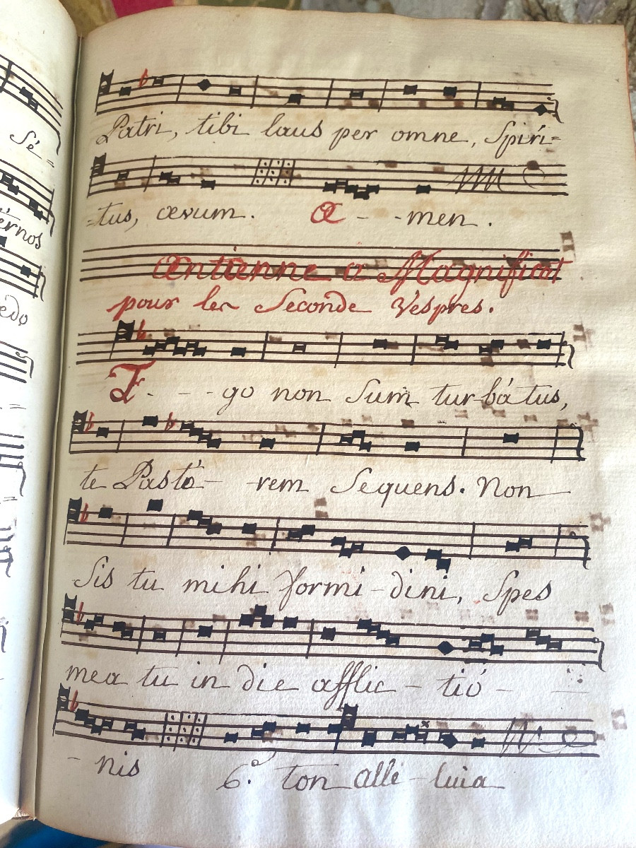   Vol. With Clasps, In4 Office Calf; "notre-dame De Refuge" Handwritten Music Pages 1685,-photo-6