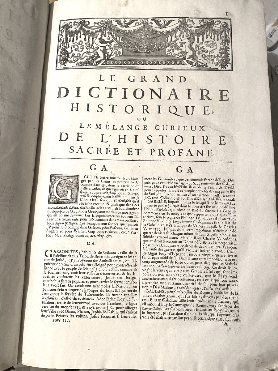 Beautiful Edition Of The "grand Dictionnaire Historique" By Louis Moréry In Paris 1704, 4 Vol. In Folio-photo-5