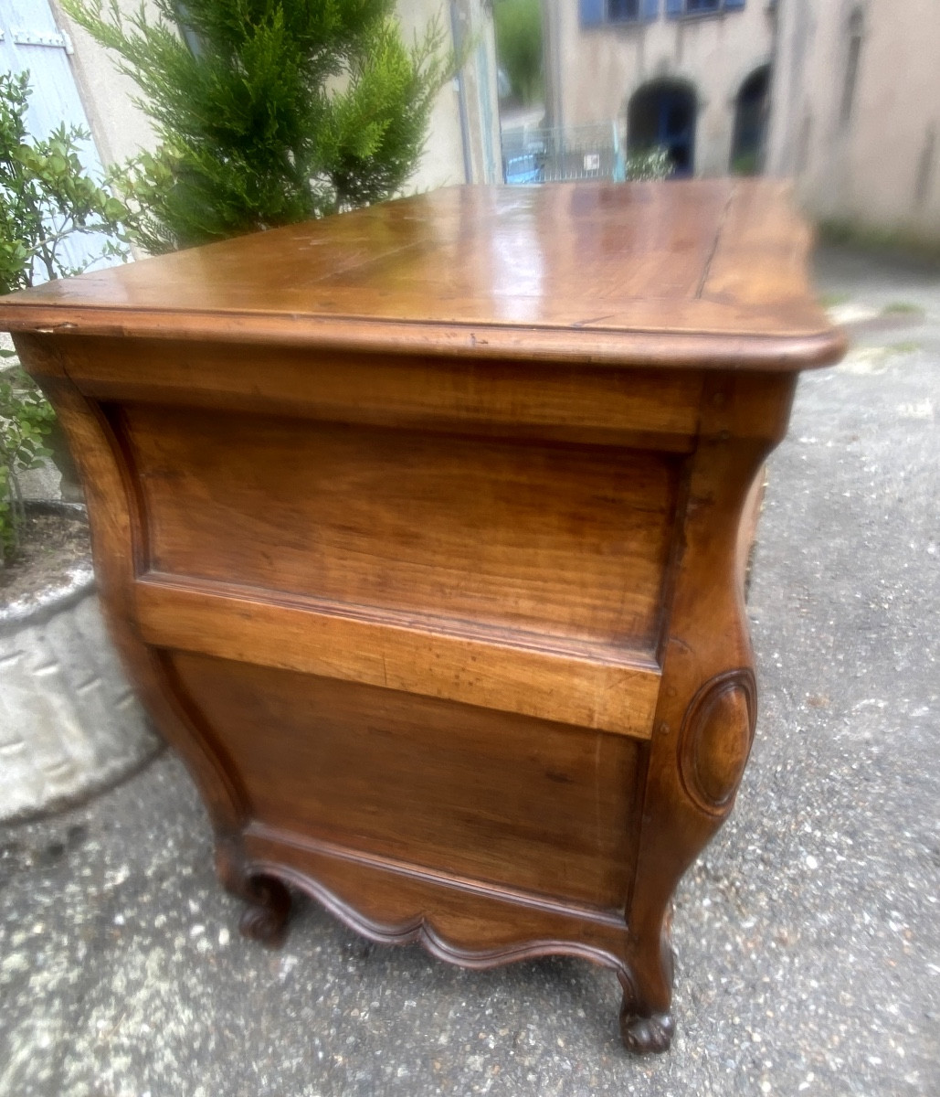  Beautiful Large Tomb Chest Of Drawers: Louis XV, Mid-18th Century In Blond Cherry Wood, 3 Drawers, From The Southwest-photo-1