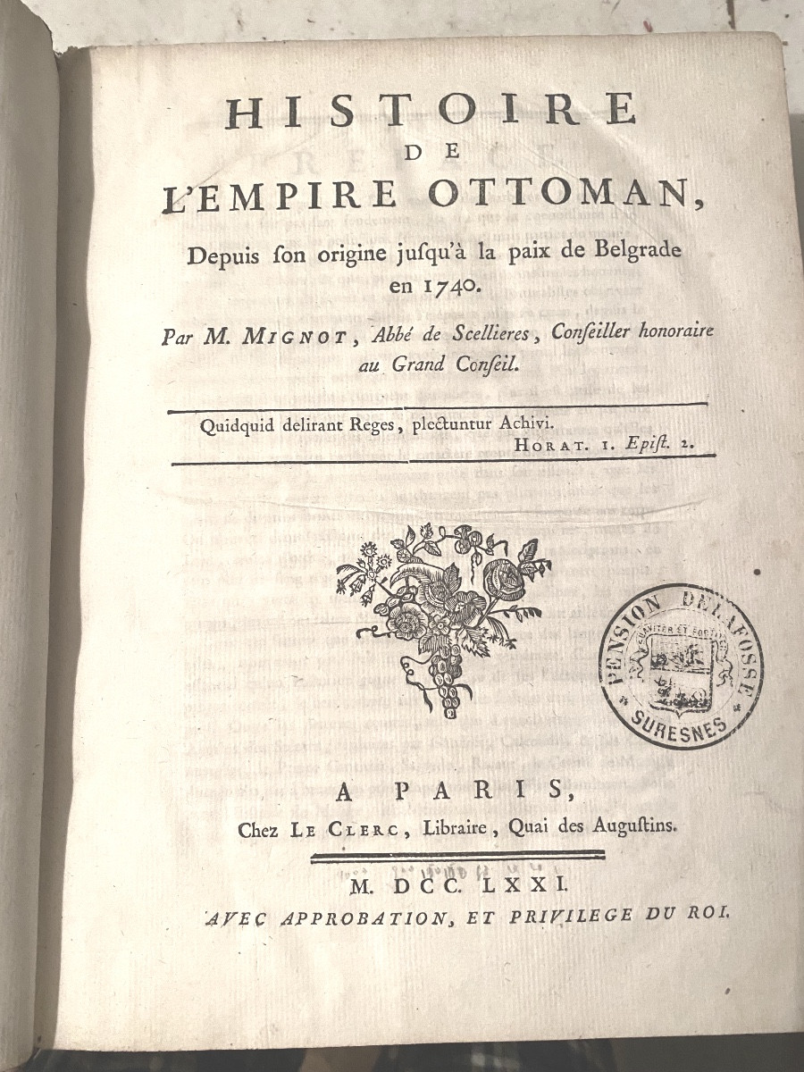 Rare Copy From The Library Of The Minister Of Louis XV: "history Of The Ottoman Empire" 1771-photo-3