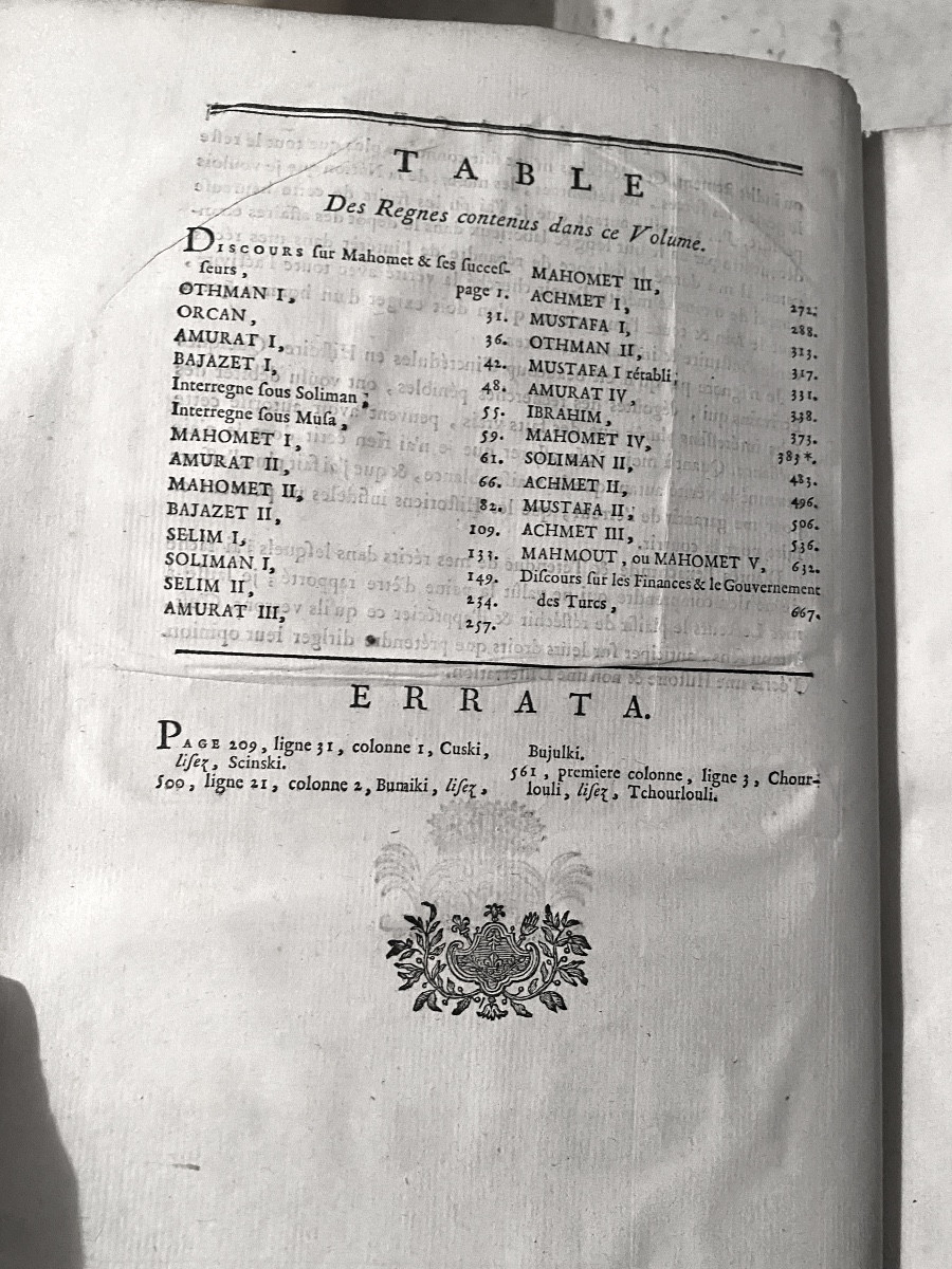 Rare Copy From The Library Of The Minister Of Louis XV: "history Of The Ottoman Empire" 1771-photo-3