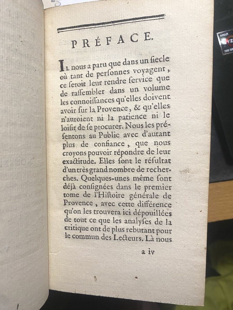 By Mr. Papon Of The Oratory: "literary Journey Of Provence" In 1 Vol. In 12. Paris 1780. Bel.-photo-4