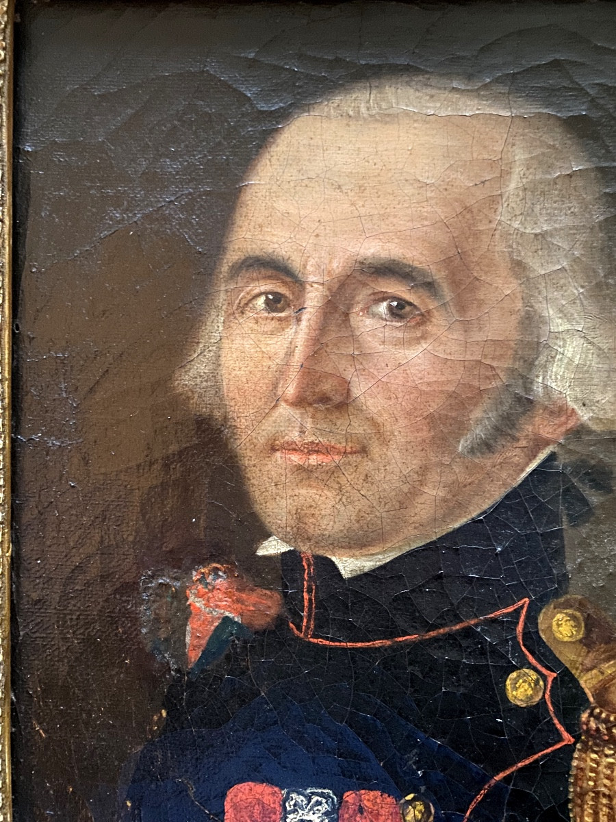 Beautiful Portrait Of A Medal-winning Officer Colonel Of The First Empire, Oil/canvas Framed Circa 1806-photo-2