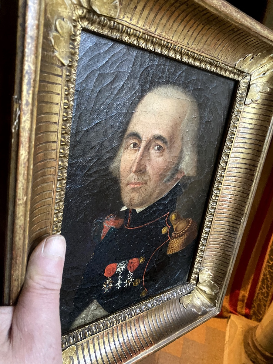 Beautiful Portrait Of A Medal-winning Officer Colonel Of The First Empire, Oil/canvas Framed Circa 1806-photo-5