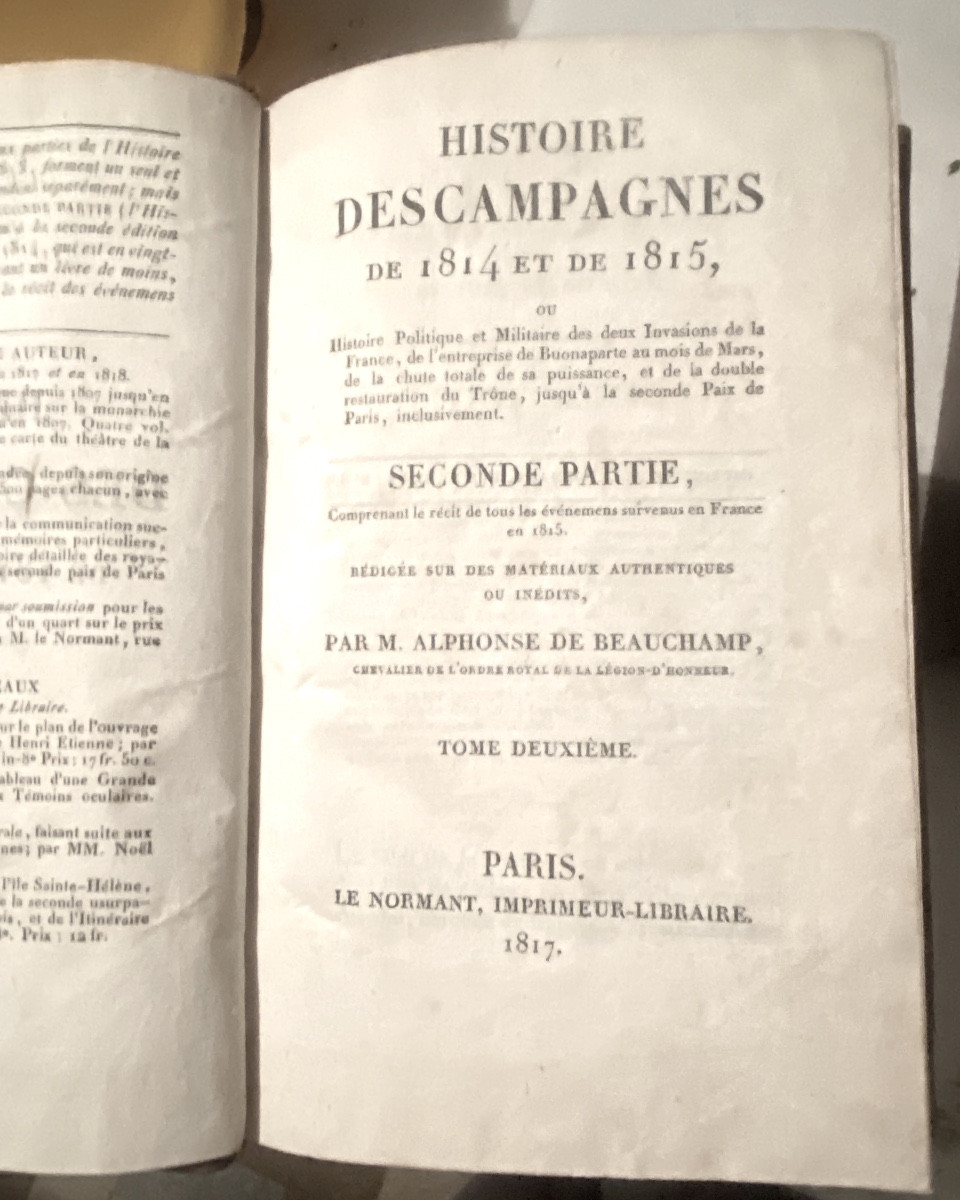 4 Beautiful Volumes In 8: History Of The Campaigns Of 1814 And 1815 Including The Pol. & Mil. History Of 1816-photo-4
