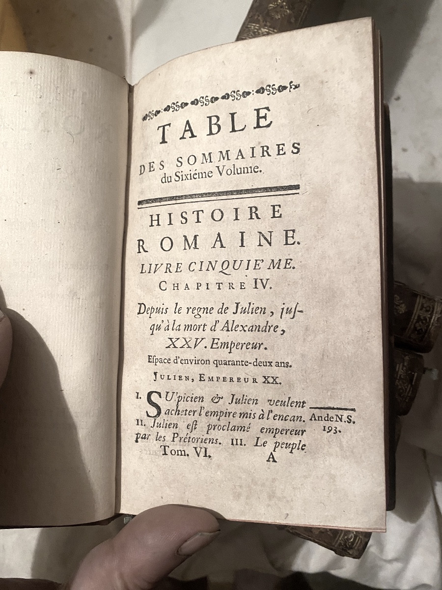 6 beaux volumes in 12 "Histoire Romaine depuis la Fondation de Rome,"traduite de Laurent Echard-photo-6