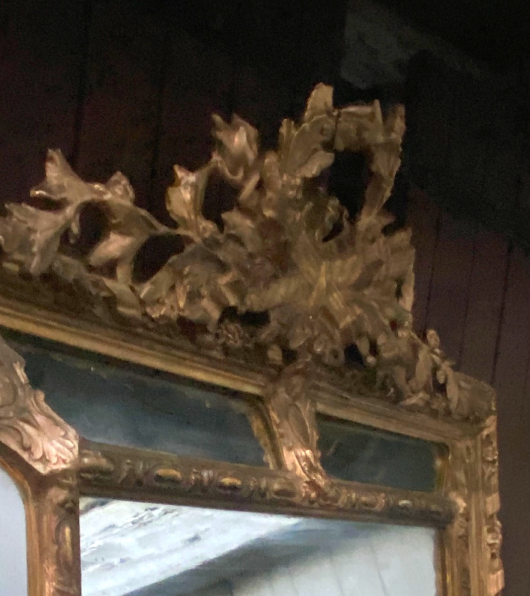 Important Beautiful Fireplace Mirror With Beveled Glazing Beads, Neo-louis XVI Style, Gilded Stuccoed Wood-photo-8
