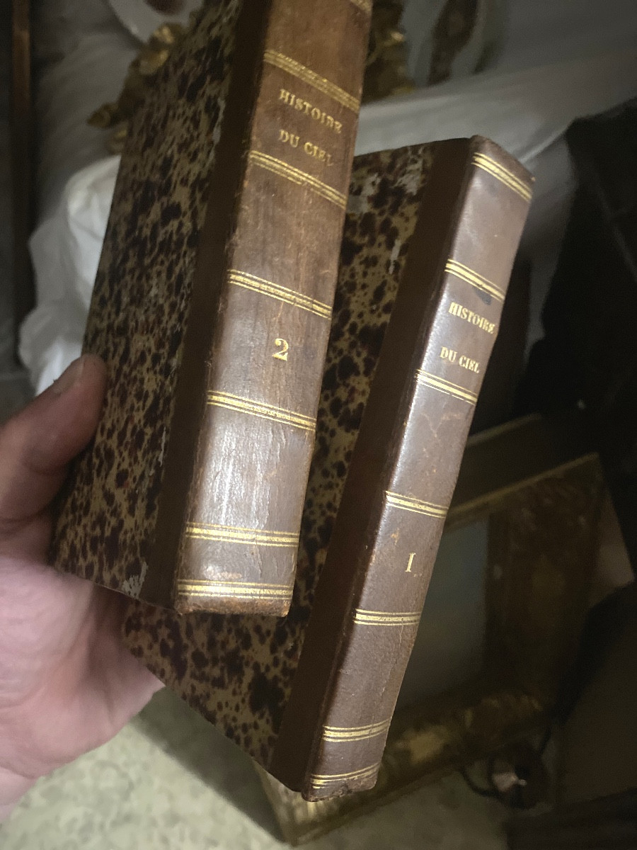 Belle et curieuse "Histoire du Ciel" par l'Abbé Pluche , illustrée et portant Armoiries de 1788-photo-3