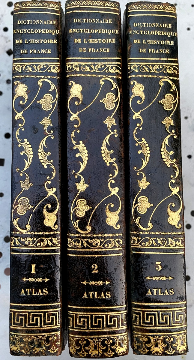 Atlas In Three Beautiful Vol. In8 Of The Encyclopedic Dictionary Of The History Of France 613 Illust.