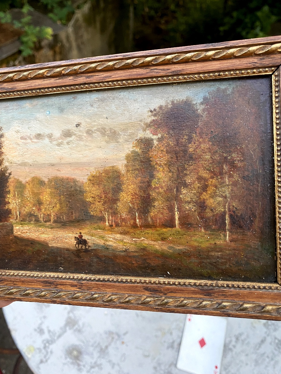 Charming Fine Small Framed Painting/panel "the Rider In The Castle Alley" Late 18th Century-photo-4