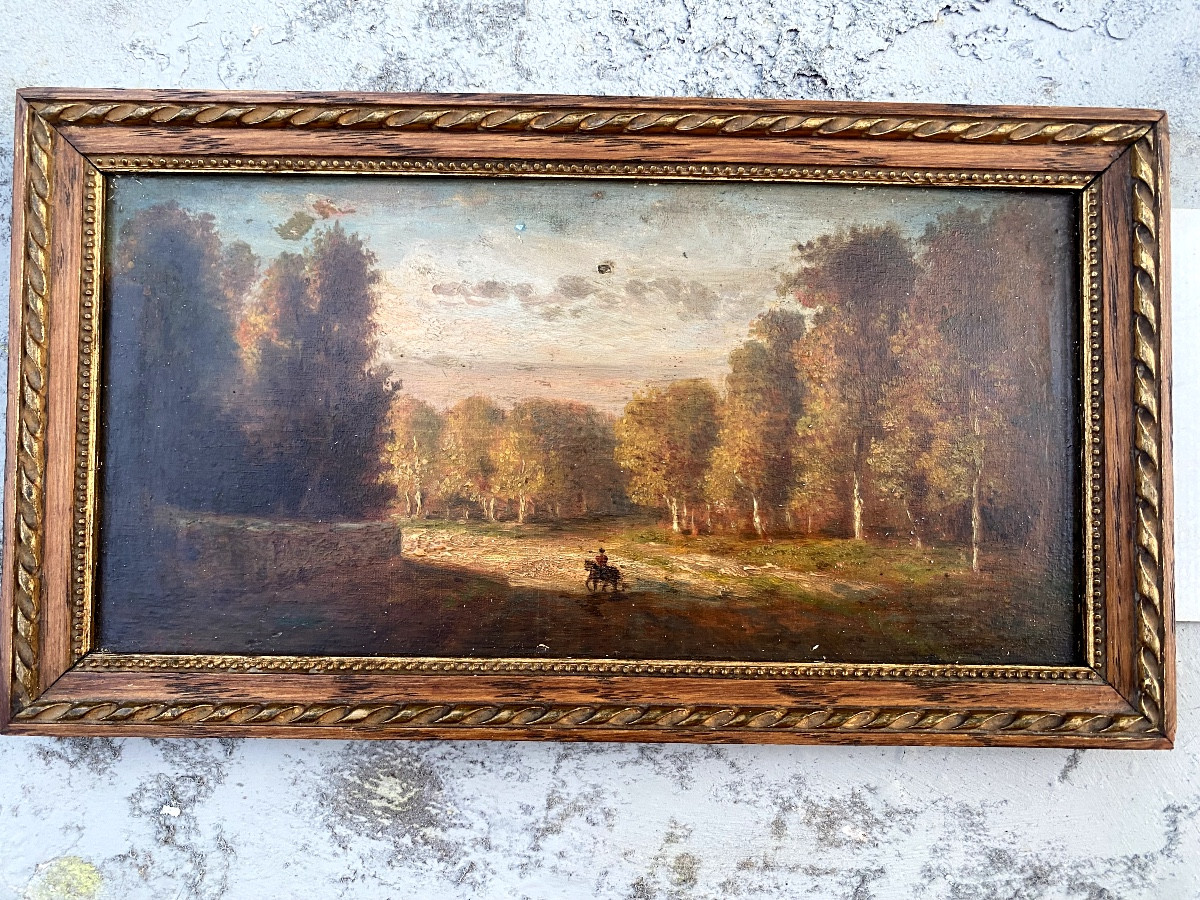 Charming Fine Small Framed Painting/panel "the Rider In The Castle Alley" Late 18th Century-photo-4