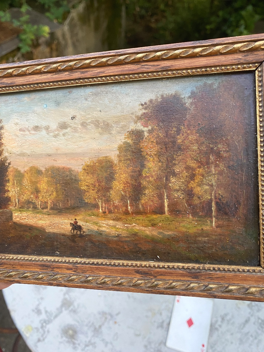 Charming Fine Small Framed Painting/panel "the Rider In The Castle Alley" Late 18th Century-photo-7