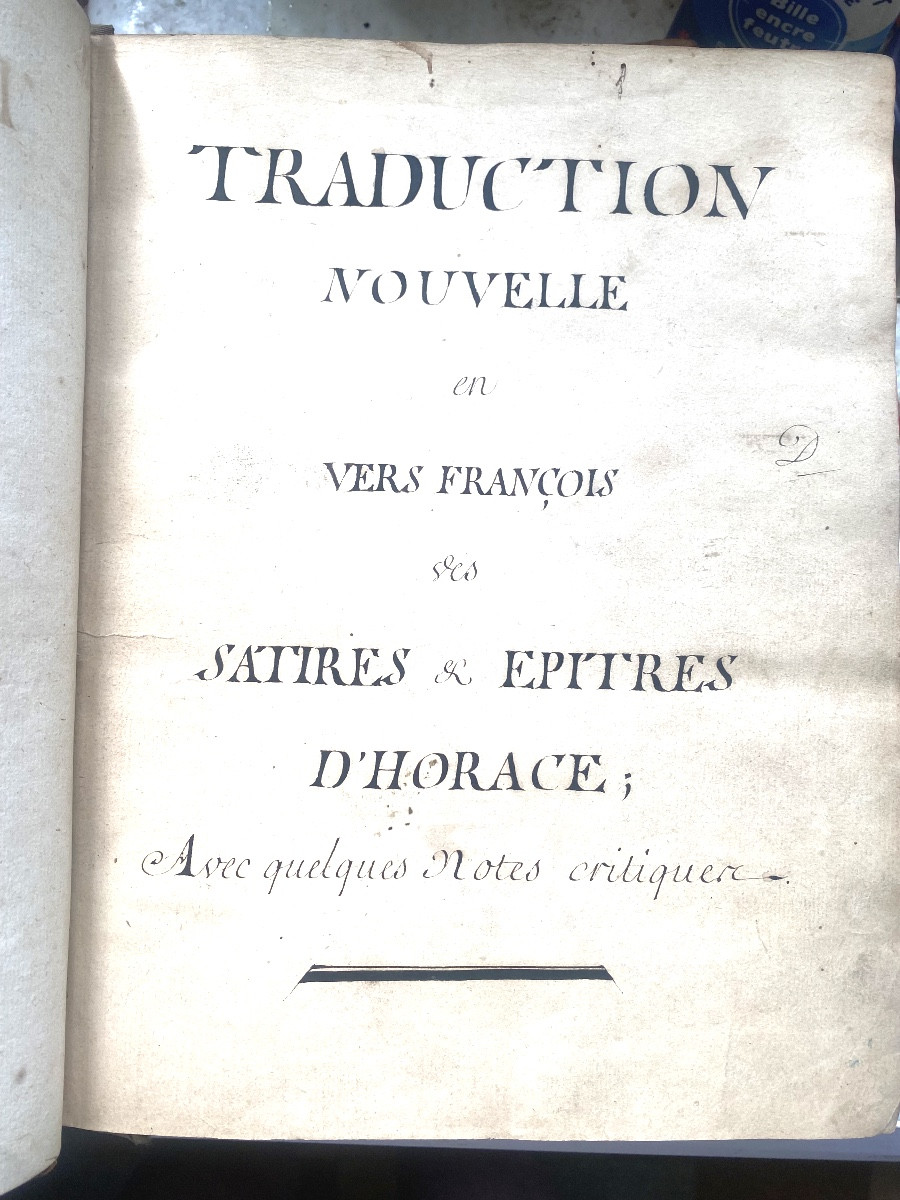 Unique Translator's Manuscript In 2vol In4" Translation N.elle In French Verse Of Horace" 17th-photo-3