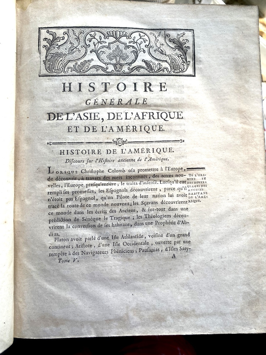 5 Vol In4 : "Histoire Générale de l'Asie , de l'Afrique et de l'Amérique". L'Abbé Roubaud ,1770-photo-6