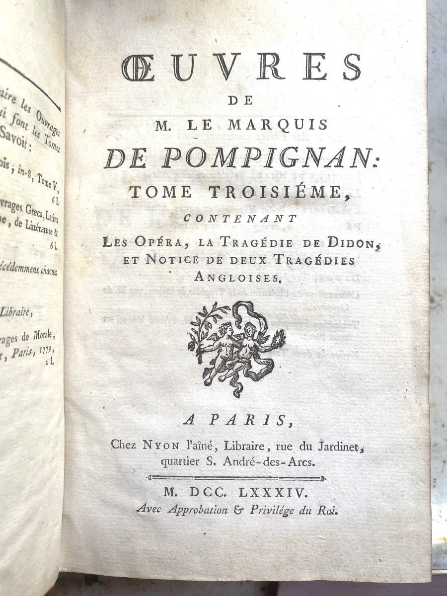 4 Beautiful Vol. In8: "works Of Mr. Le Marquis De Pompignan" With A Trip To Provence, 1784 Paris-photo-5
