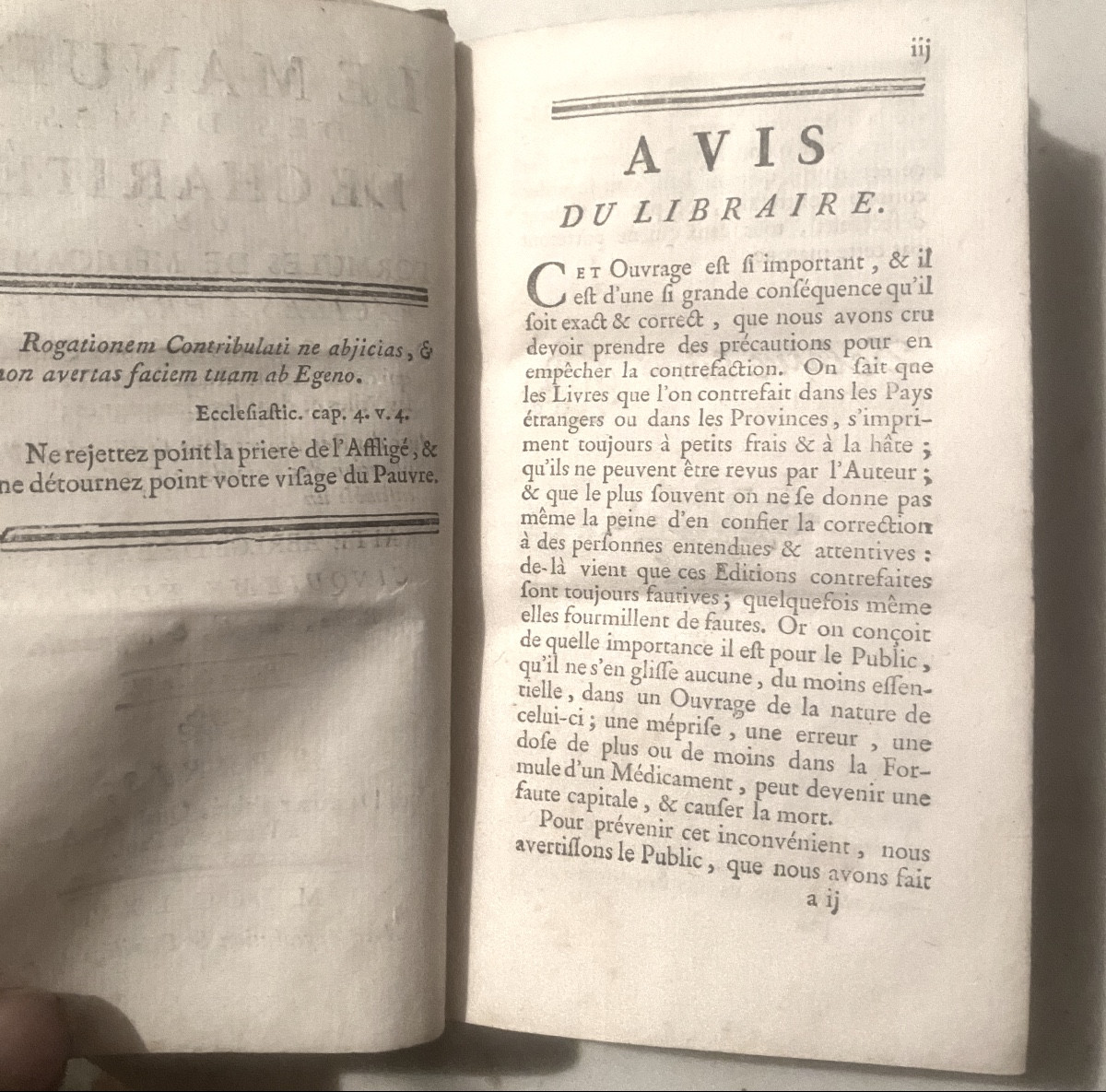 Formulas Of Medicines To Be Prepared By The Ladies Of Charity. I Vol. In 12 A Paris 1765.-photo-1