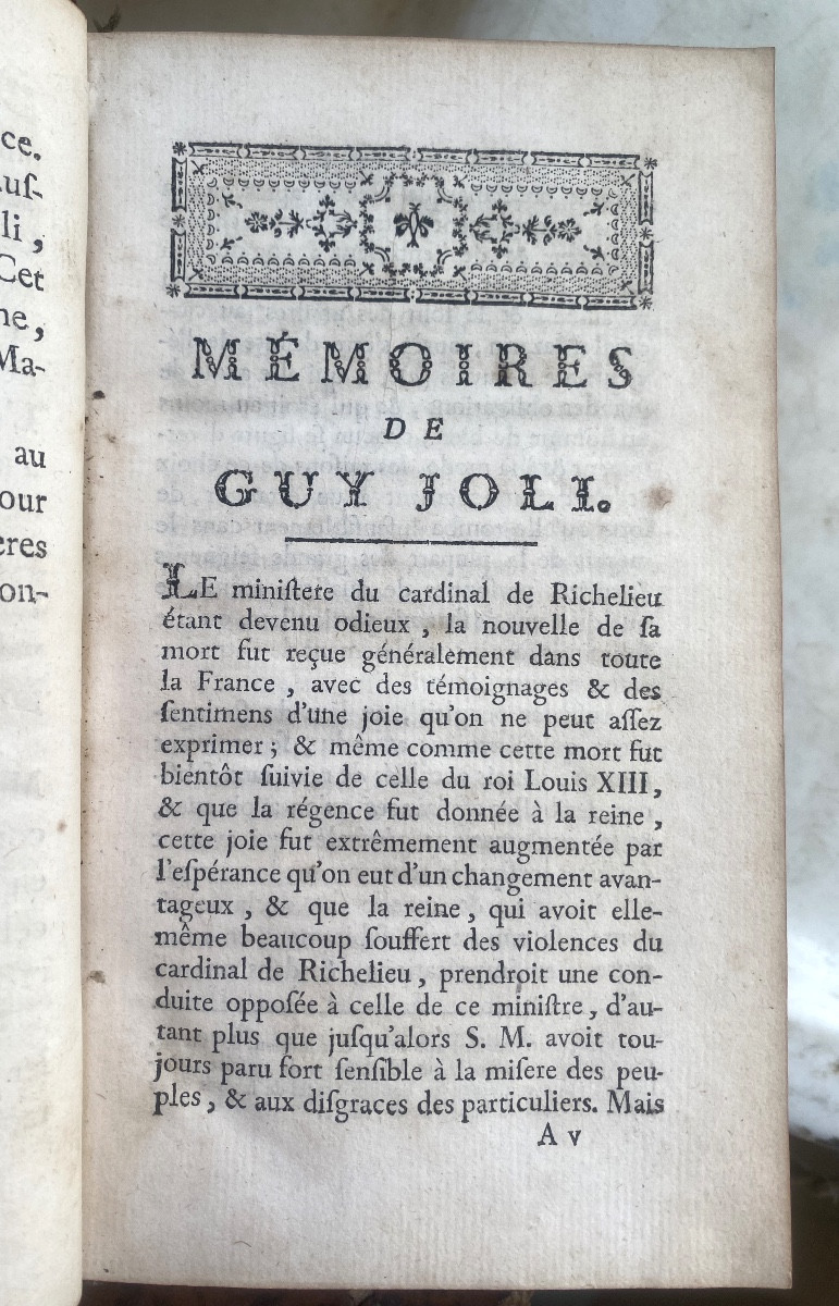 2vol.In12:"Mémoires de Guy Joli" Conseiller au Châtelet de Paris (Cardinal de Retz) 1777 Genève-photo-5