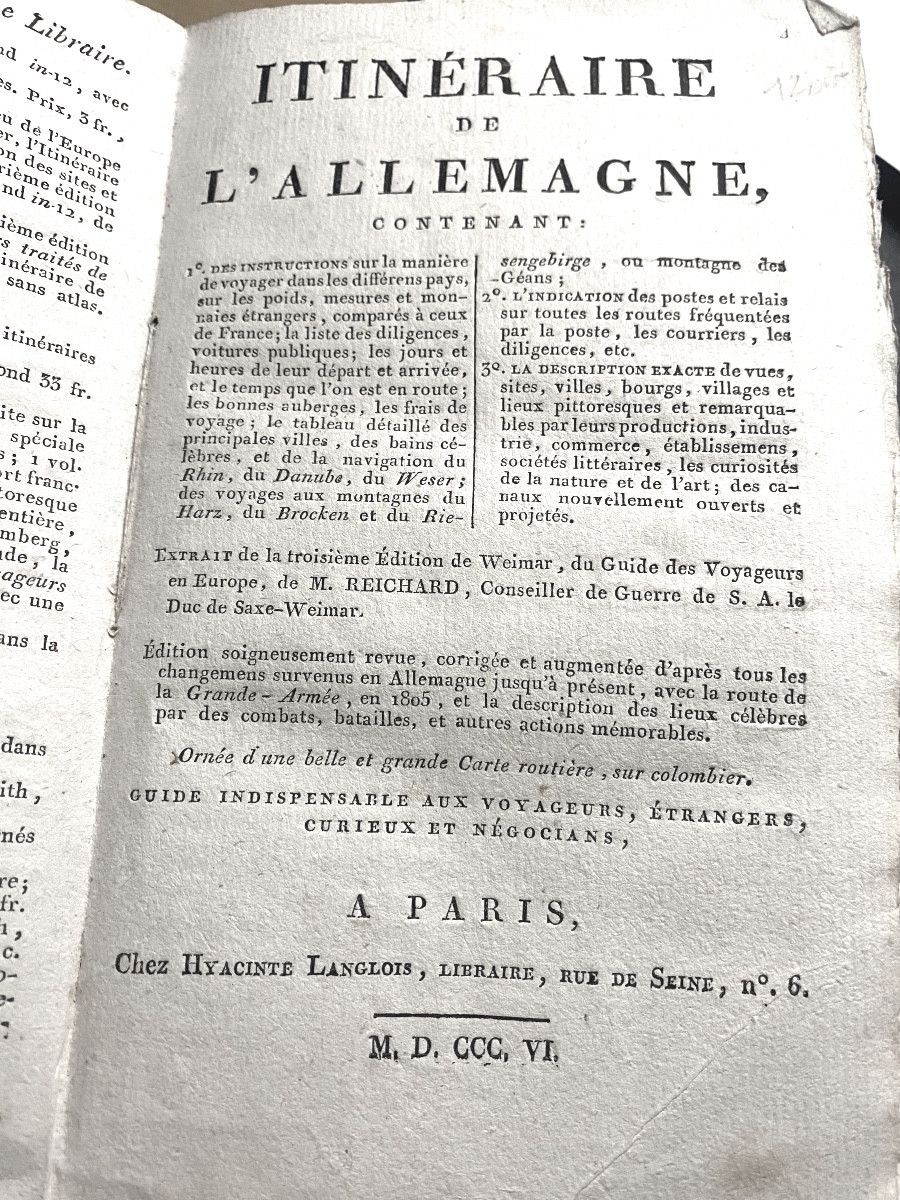 "Itinéraire de l'Allemagne" guide du voyageur paysages et étapes , a Paris 1806 , in 12 rel. At-photo-3