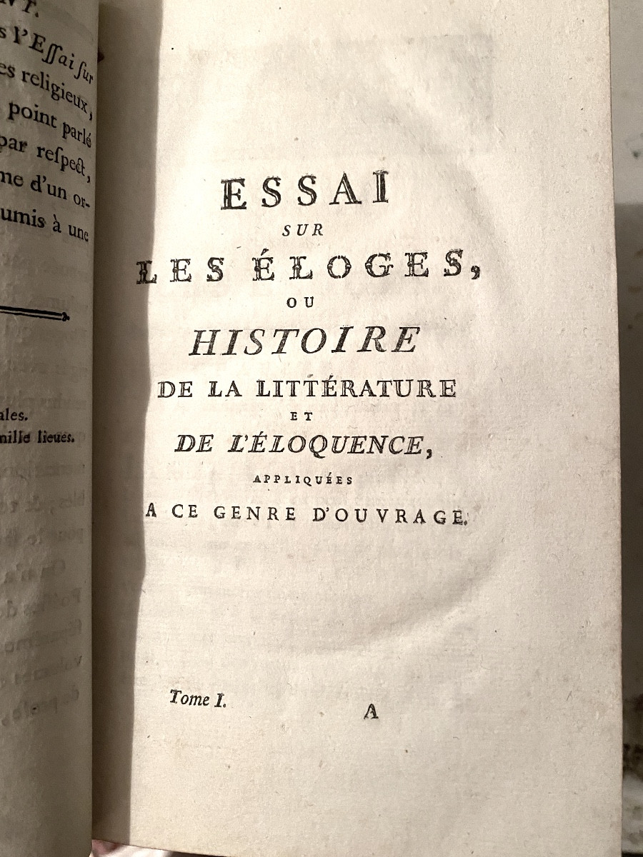 4 Vol. In8 . "Oeuvres de M. Thomas (recueil d'éloges), a Amsterdam 1773 , & Paris chez Moutard.-photo-4