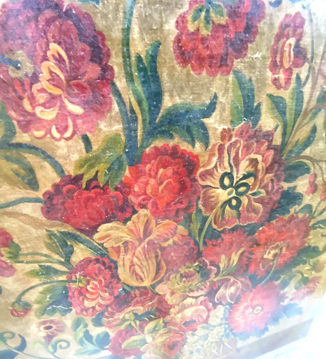 Rare très grande toile de la Manufacture d'Aubusson , modèle fleuri coloré pour une tête de lit-photo-6