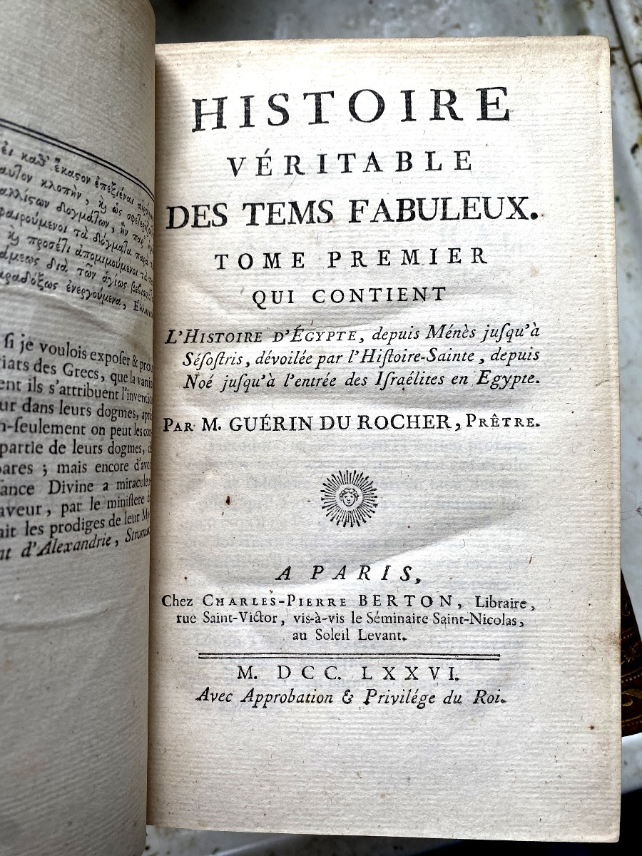 Egyptology: 4 Vol. In8 "true History Of Fabulous Times" By Guérin Du Rocher 1776 Paris-photo-3