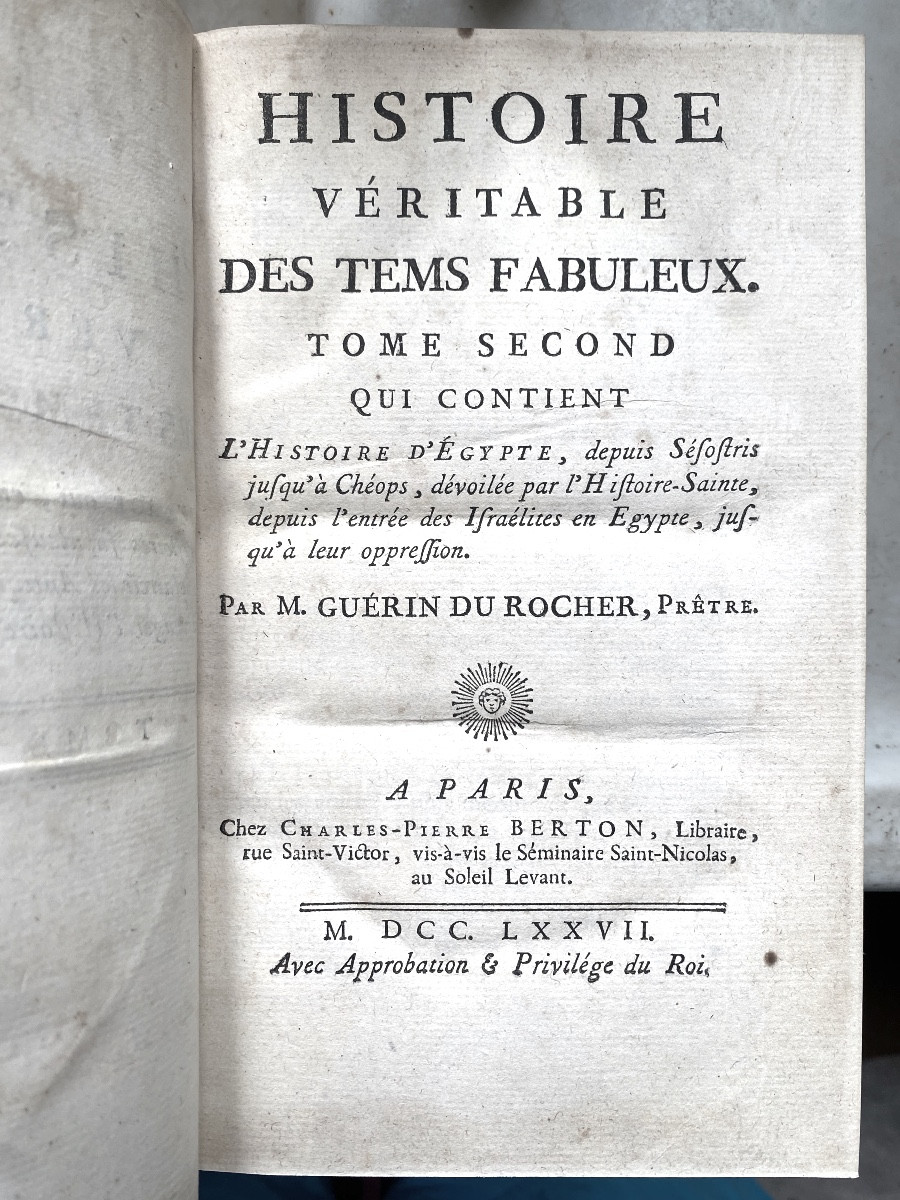 Egyptology: 4 Vol. In8 "true History Of Fabulous Times" By Guérin Du Rocher 1776 Paris-photo-3