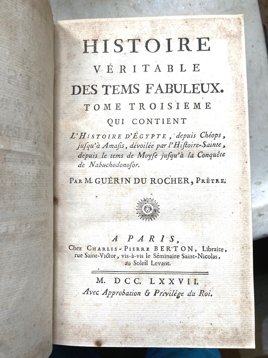 Egyptology: 4 Vol. In8 "true History Of Fabulous Times" By Guérin Du Rocher 1776 Paris-photo-4