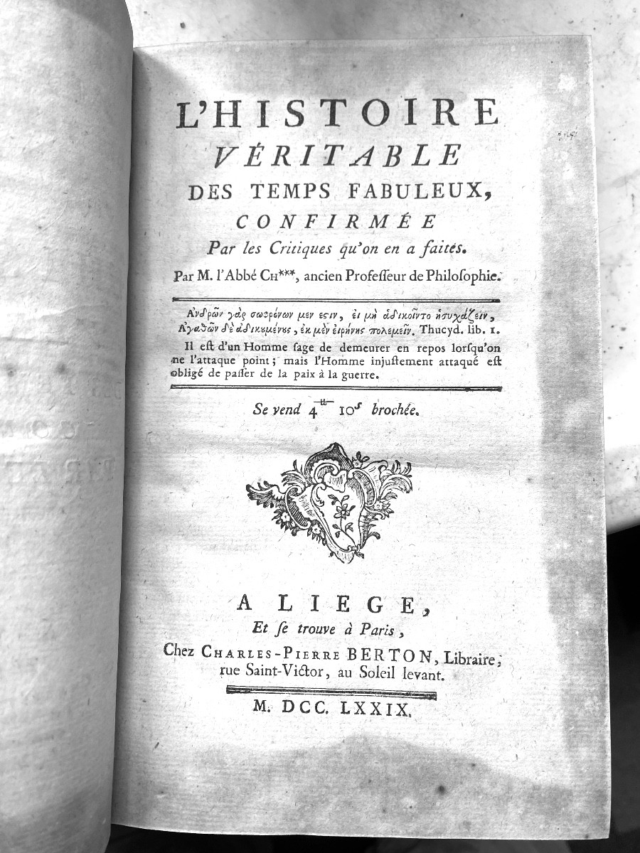 Egyptology: 4 Vol. In8 "true History Of Fabulous Times" By Guérin Du Rocher 1776 Paris-photo-5