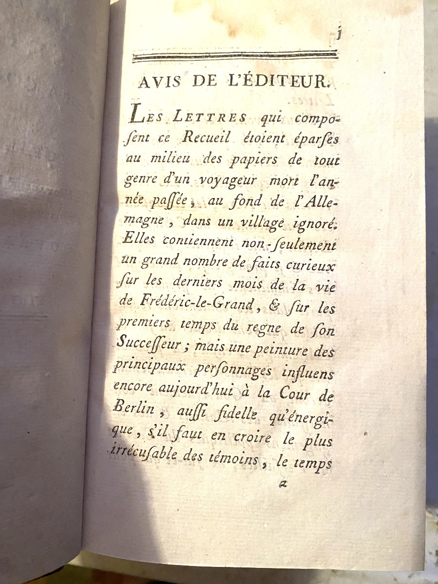 Edition Originale très rare du Comte de Mirabeau "Histoire Secrète de la Cour de Berlin" 2 Vol.-photo-1