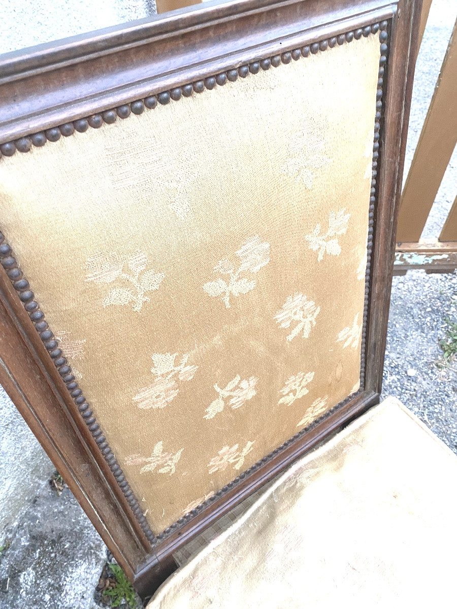 Generous Louis XVI Stained Molded Walnut Nurse's Chair Upholstered Seat With Base & Cushion-photo-3
