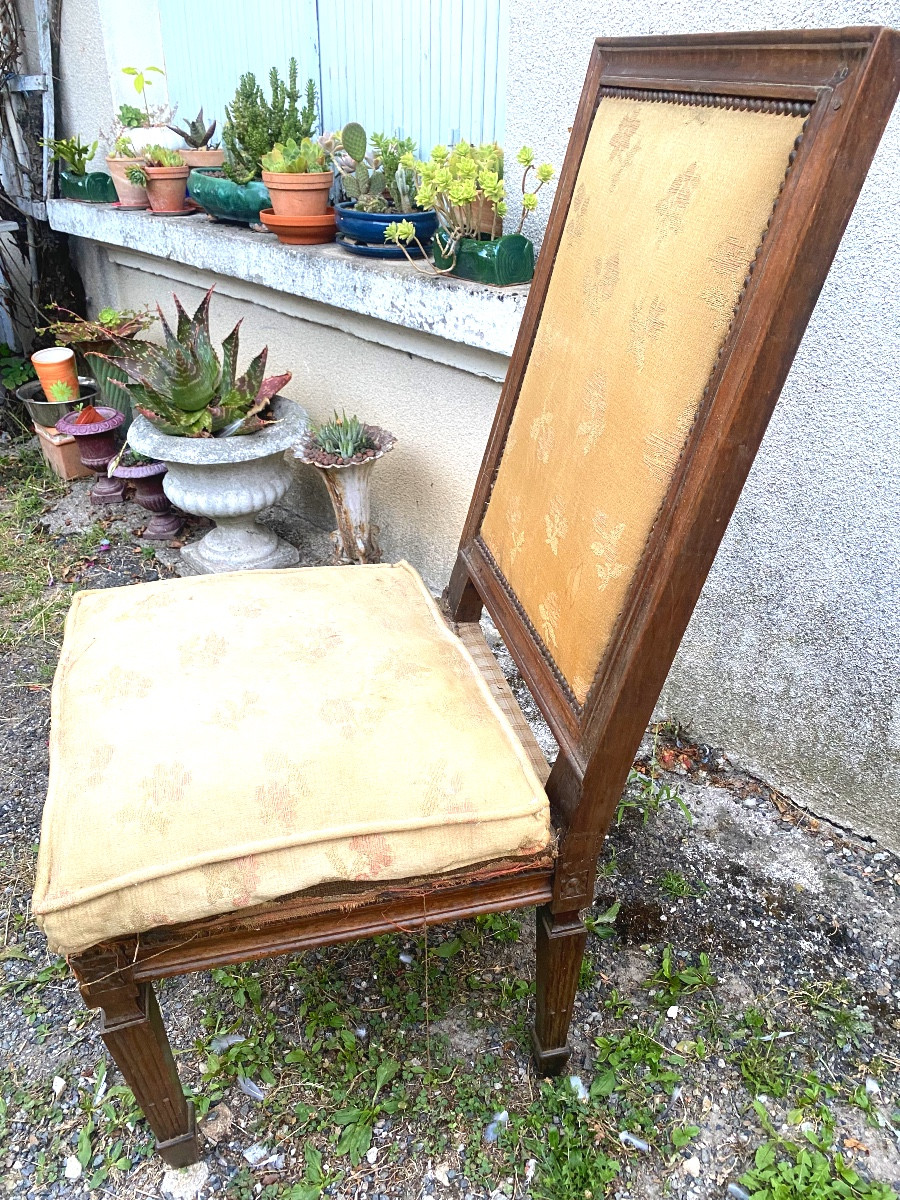 Generous Louis XVI Stained Molded Walnut Nurse's Chair Upholstered Seat With Base & Cushion-photo-7
