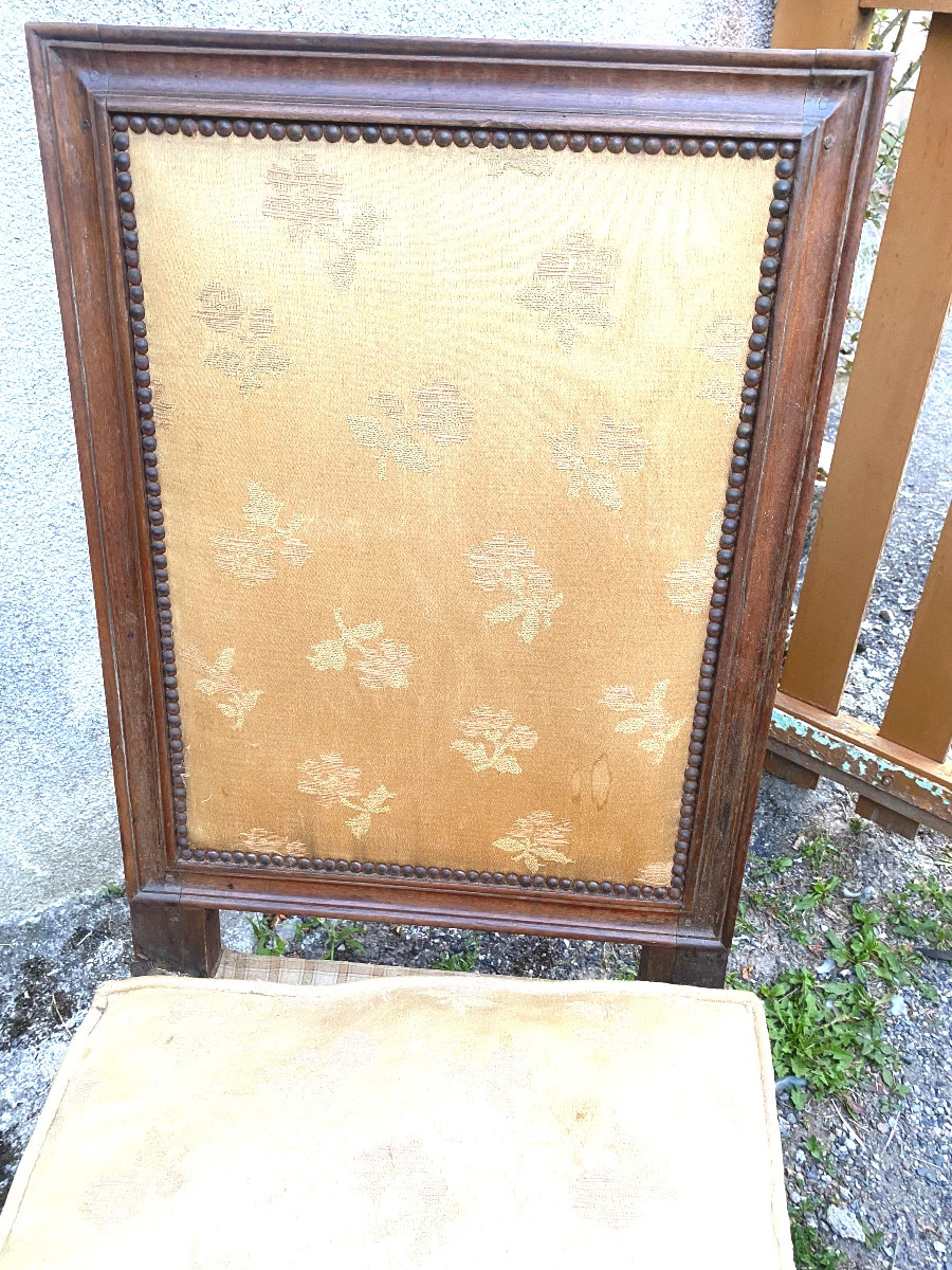 Generous Louis XVI Stained Molded Walnut Nurse's Chair Upholstered Seat With Base & Cushion-photo-8