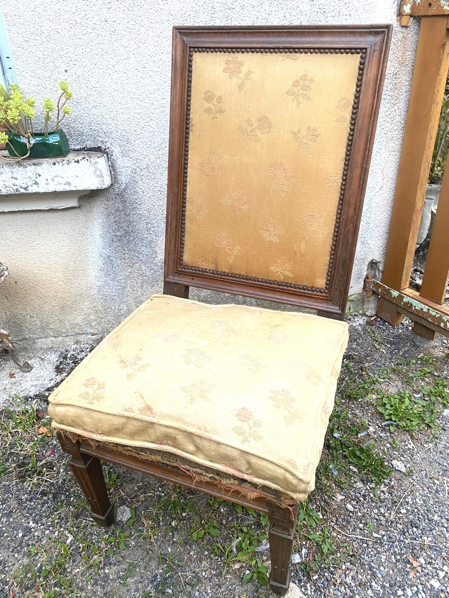 Generous Louis XVI Stained Molded Walnut Nurse's Chair Upholstered Seat With Base & Cushion