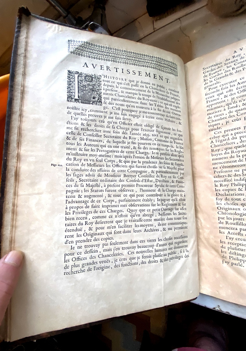 1 Vol.In-folio 17ème :"Histoire Chronologique de la Grande Chancellerie de France" A. Tessereau-photo-3