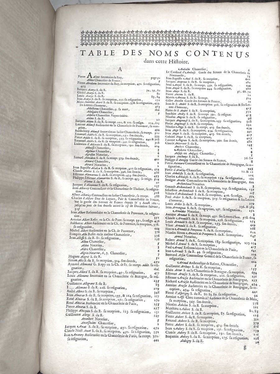 1 Vol.In-folio 17ème :"Histoire Chronologique de la Grande Chancellerie de France" A. Tessereau-photo-6