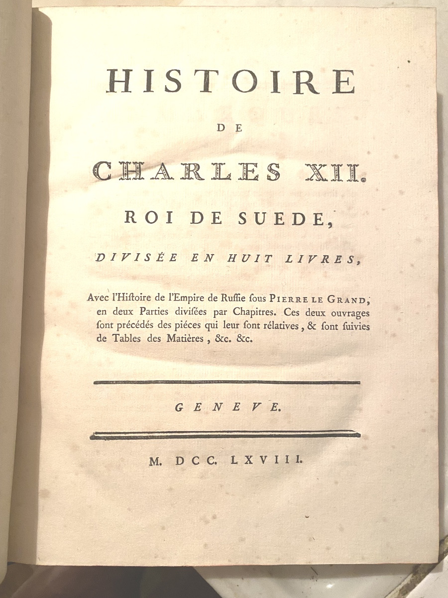 History Of Charles XII. King Of Sweden, Divided Into Eight Books By Mr. Voltaire, Geneva 1768-photo-3