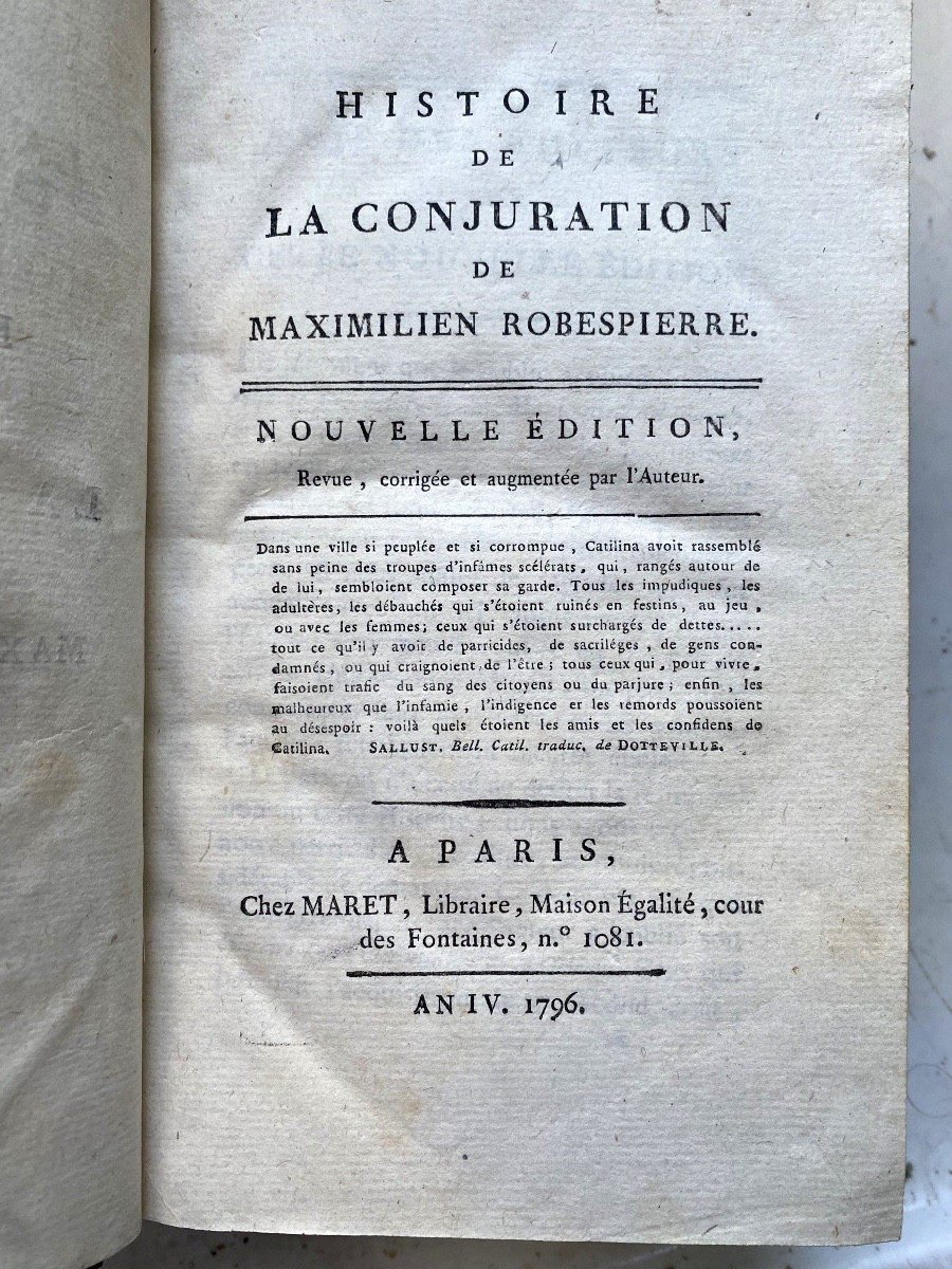 2 Vol. In 8 , Histoire de la Conjuration de Maximilien Robespierre & de Louis Phil. J d'Orléans-photo-3