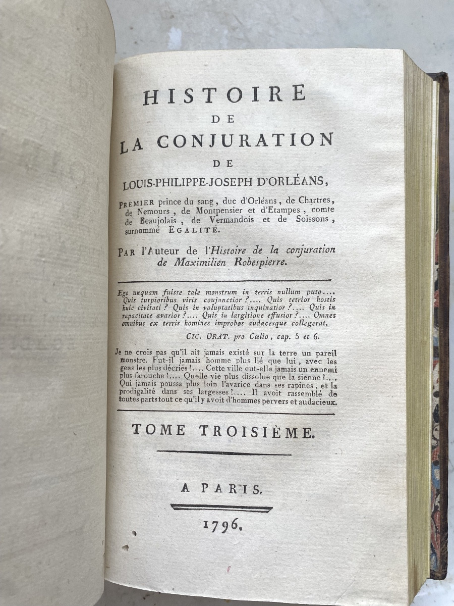2 Vol. In 8 , Histoire de la Conjuration de Maximilien Robespierre & de Louis Phil. J d'Orléans-photo-3
