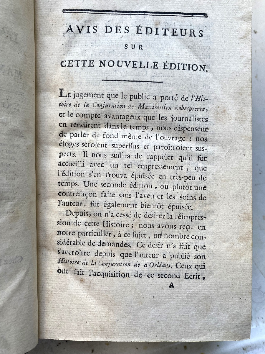 2 Vol. In 8 , Histoire de la Conjuration de Maximilien Robespierre & de Louis Phil. J d'Orléans-photo-5