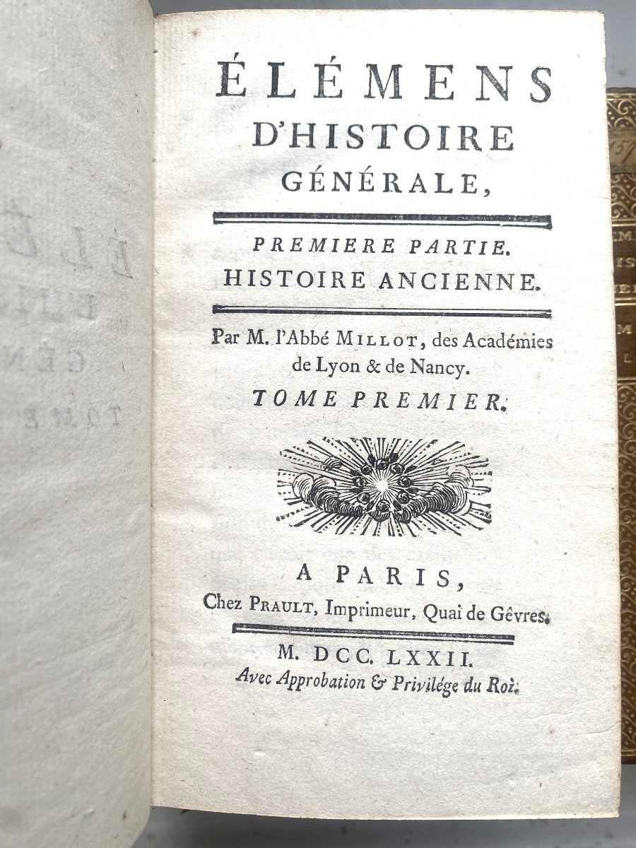 9volumes In12 "Eléments d'Histoire Générale" , par M. l'Abbé Millot 1772 reliures baroques veau-photo-3
